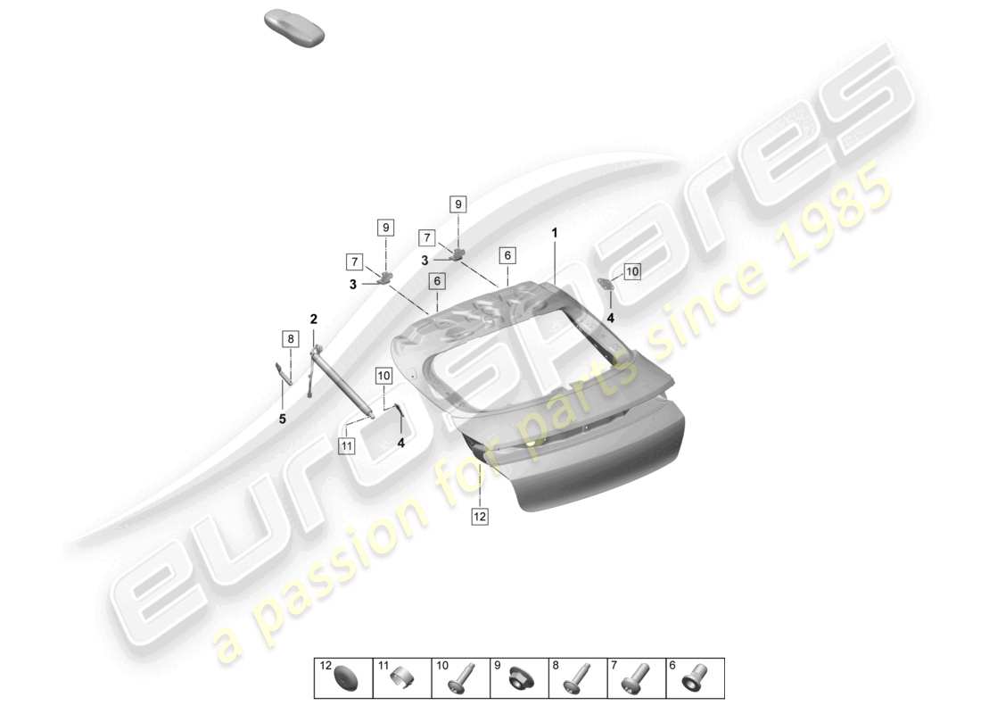 porsche 2025 (taycan 9j1-2) coperchio posteriore diagramma delle parti