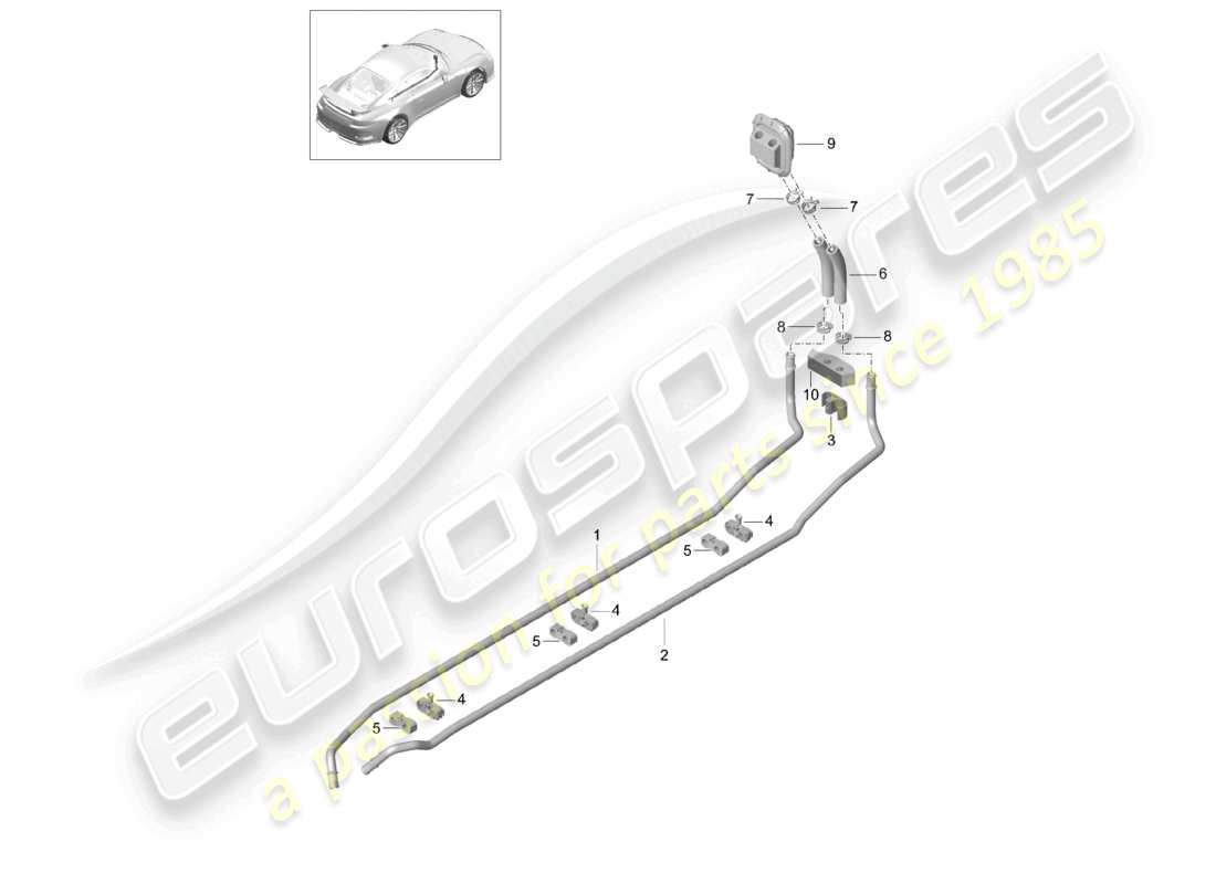 porsche 2021 (991-2 r/gt3/rs) schema elettrico della linea di ritorno del tubo di alimentazione del riscaldatore