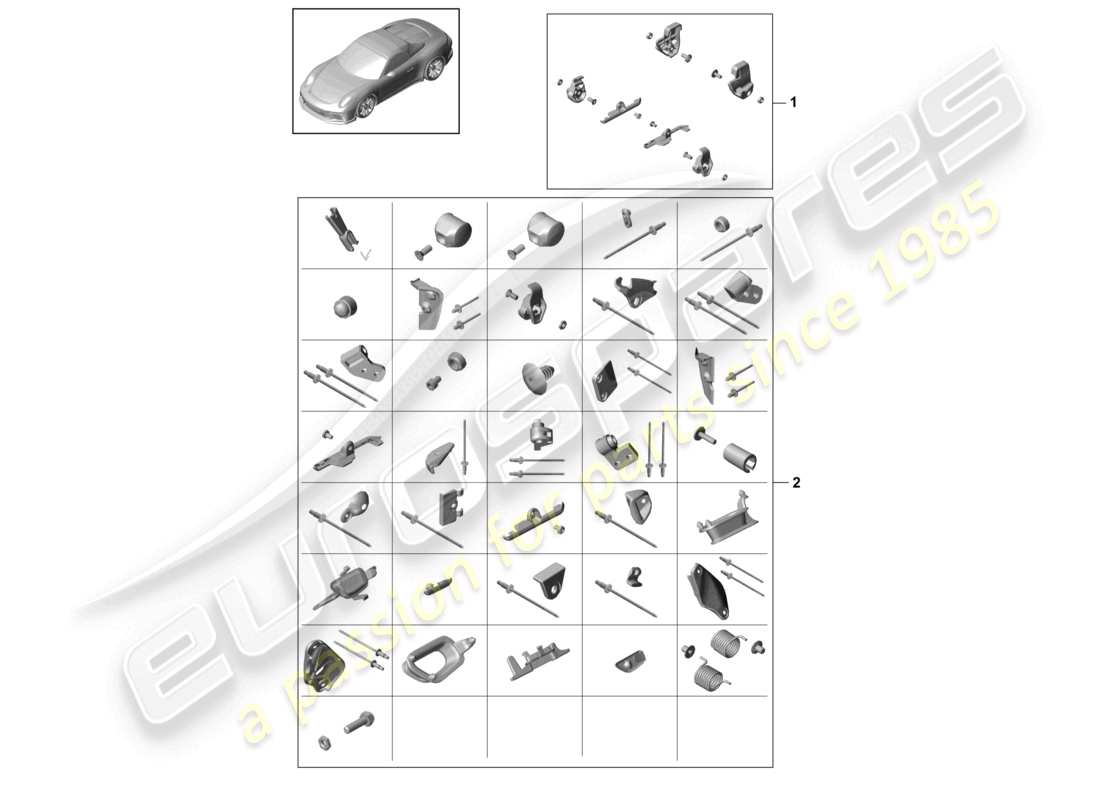 porsche 2021 (991-2 r/gt3/rs) telaio superiore posteriore vario diagramma delle parti