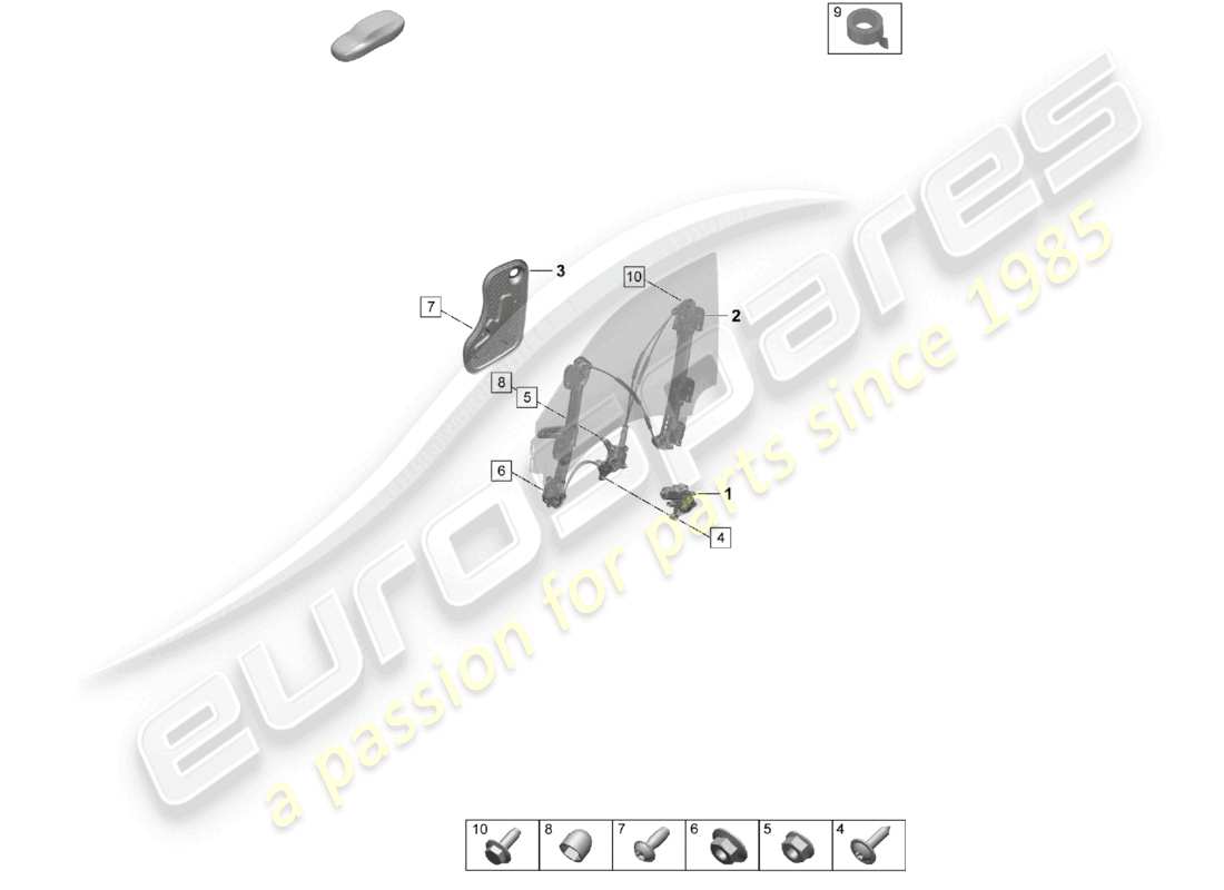 porsche 2026 (taycan 9j1-2) alzacristalli anteriore motore alzacristalli accessori diagramma delle parti