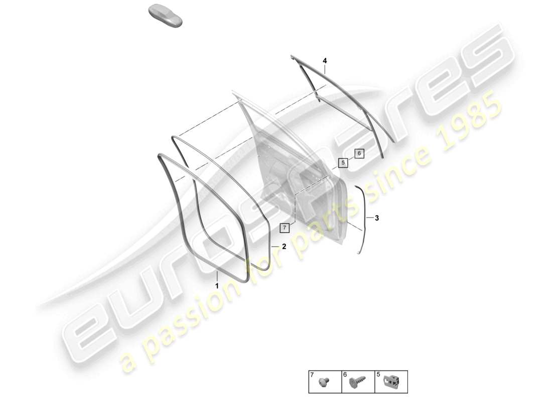 porsche 2025 (cayenne e3 pa) guarnizione porta anteriore accessori diagramma delle parti