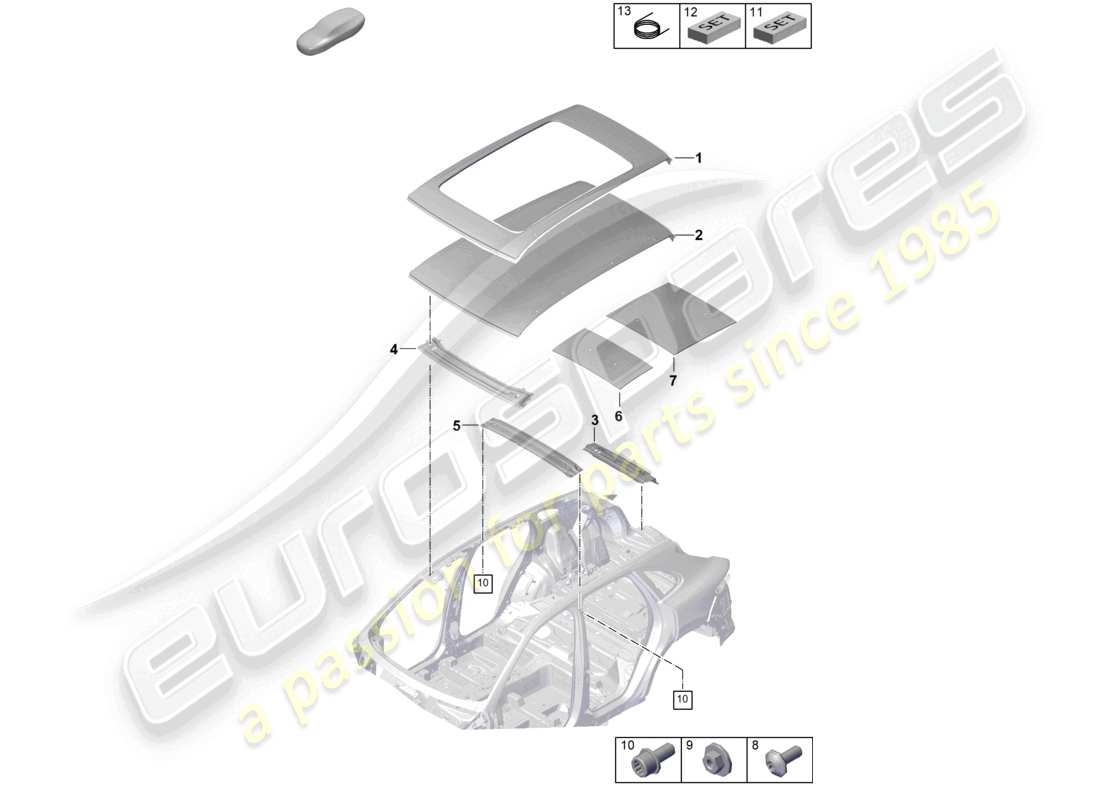 porsche 2024 (cayenne e3 pa) traversa del tetto diagramma delle parti