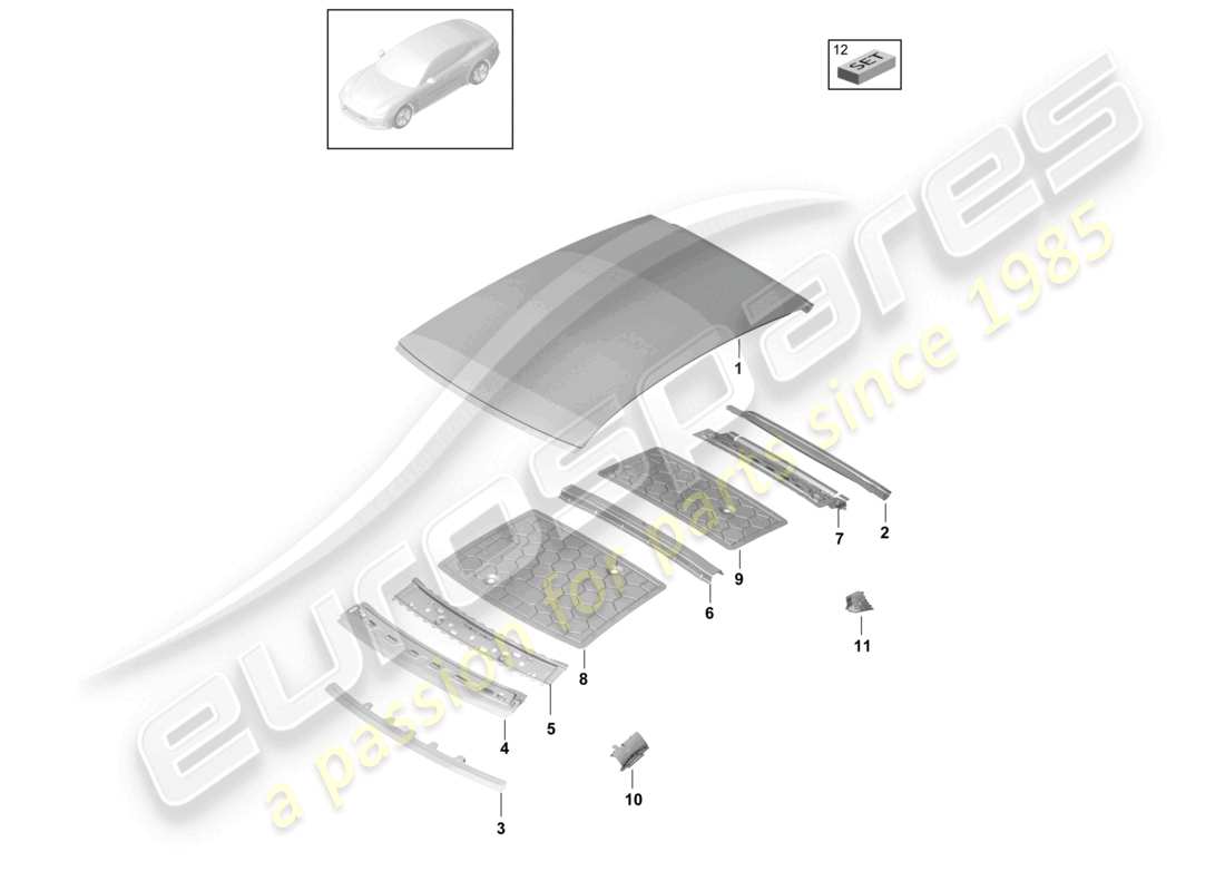porsche 2021 (panamera 971-1) scuttle sul tetto diagramma delle parti