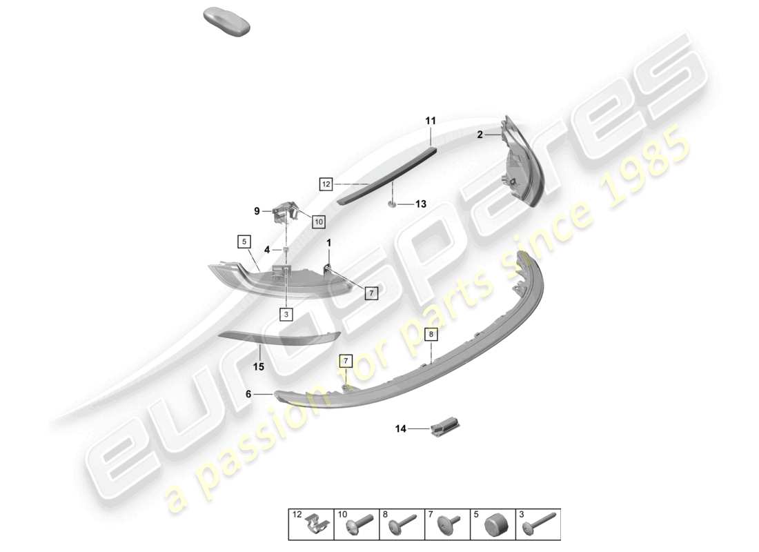 porsche 2025 (992-2 turbo / s) luce posteriore luce freno supplementare luce targa schema delle parti