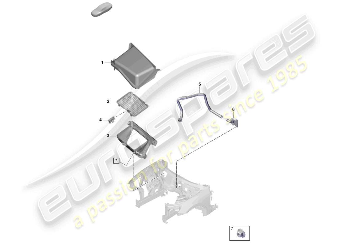 porsche 2026 (cayenne e3 pa) aria condizionata lhd presa d'aria fredda scatola di accoppiamento raffreddamento schema delle parti