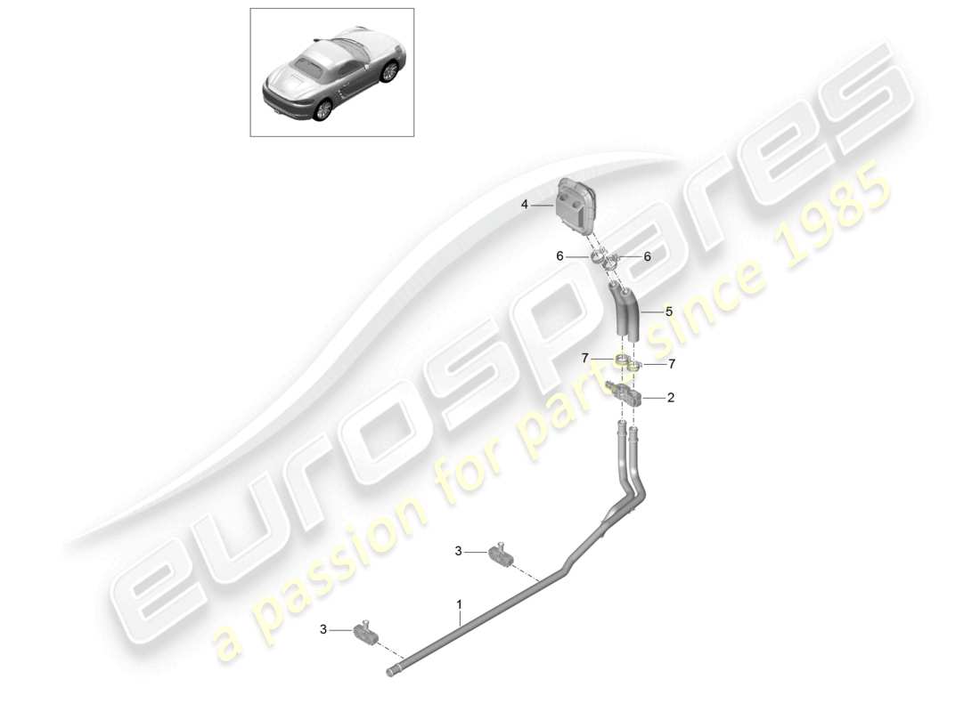 porsche 2024 (718 boxster) schema elettrico della linea di ritorno del tubo di alimentazione del riscaldatore