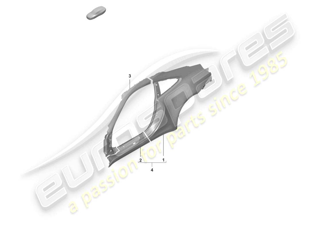 porsche 2023 (992-1) diagramma della parte laterale esterna della coupé