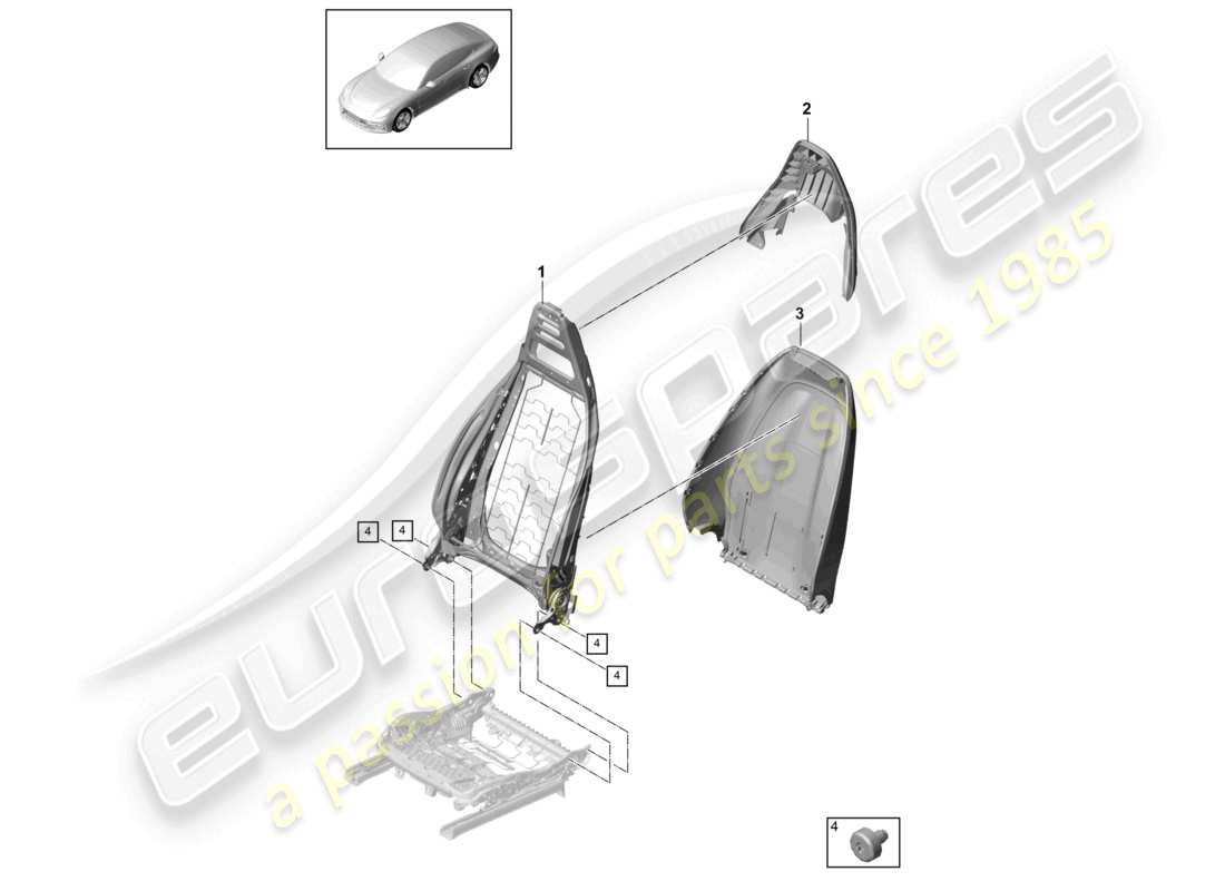 porsche 2021 (panamera 971-1) schienale guscio dello schienale sedile comfort schema delle parti