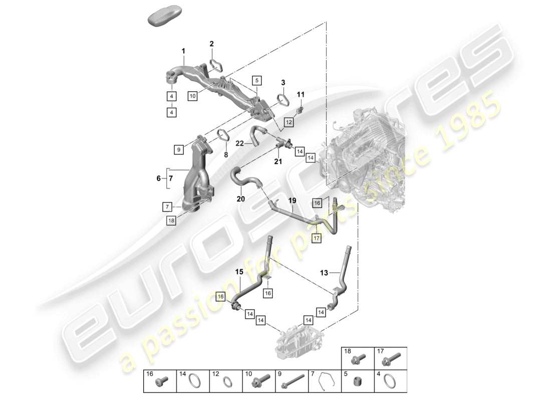 porsche 2021 (718 cayman gt4) supporto di montaggio tubo del refrigerante diagramma delle parti