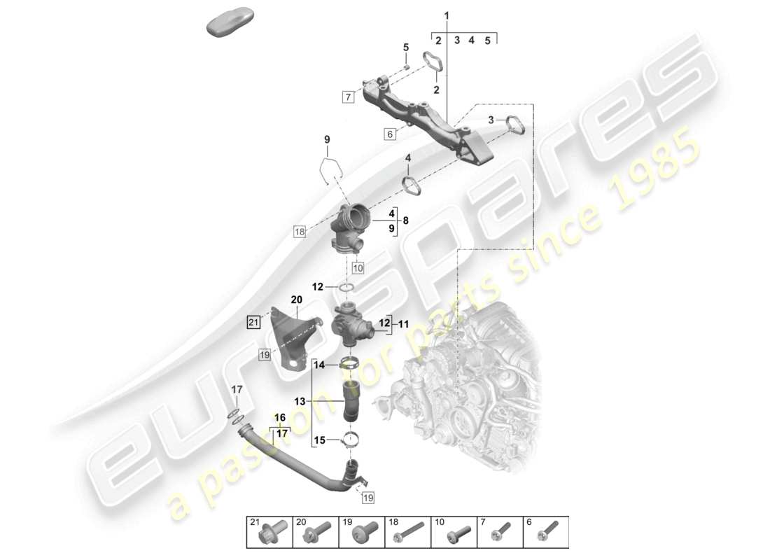 porsche 2022 (992-1 turbo / s) supporto di montaggio tubo del refrigerante diagramma delle parti