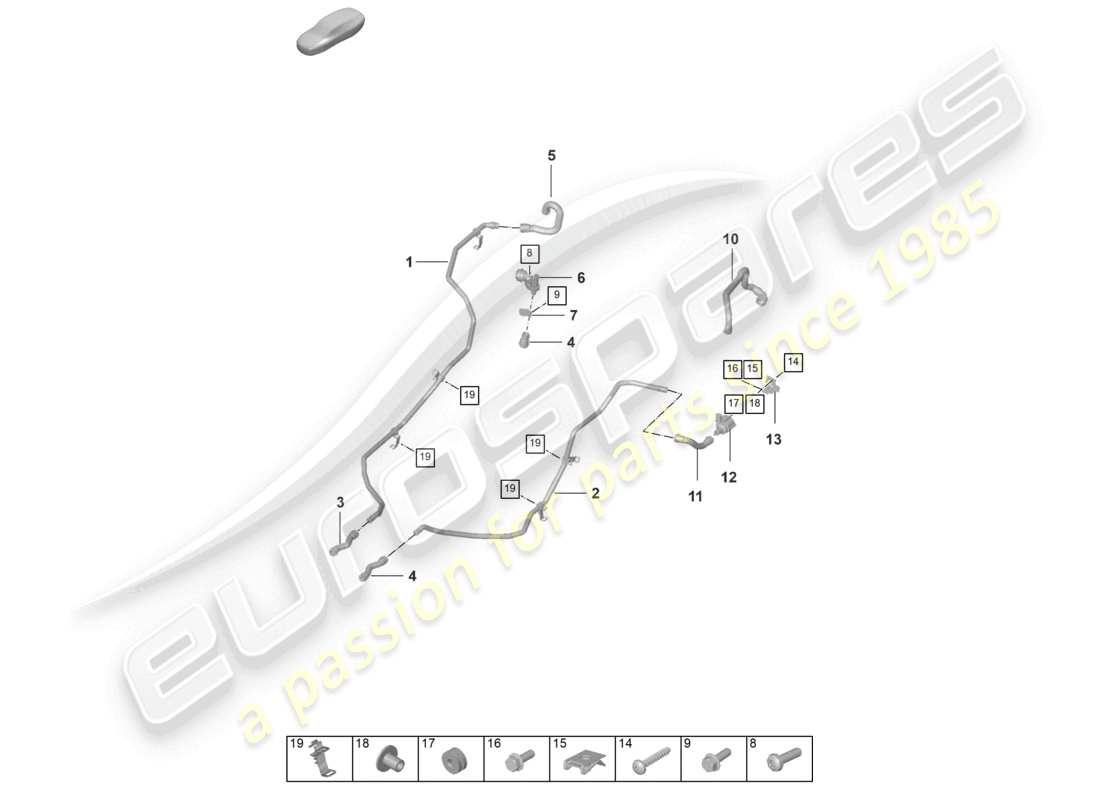 porsche 2024 (992-2) schema delle parti del riscaldatore del sistema di raffreddamento del liquido di raffreddamento
