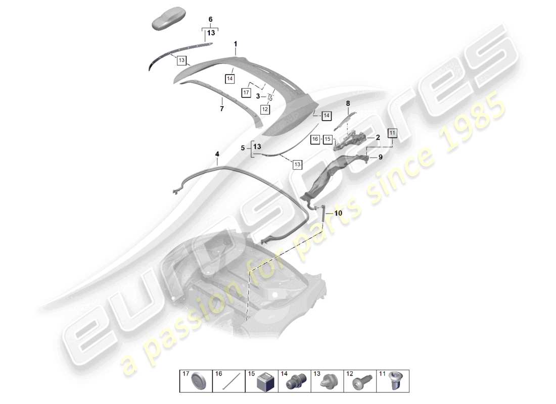 porsche 2024 (992-2) coperchio del cassetto portaoggetti superiore cabrio schema delle parti