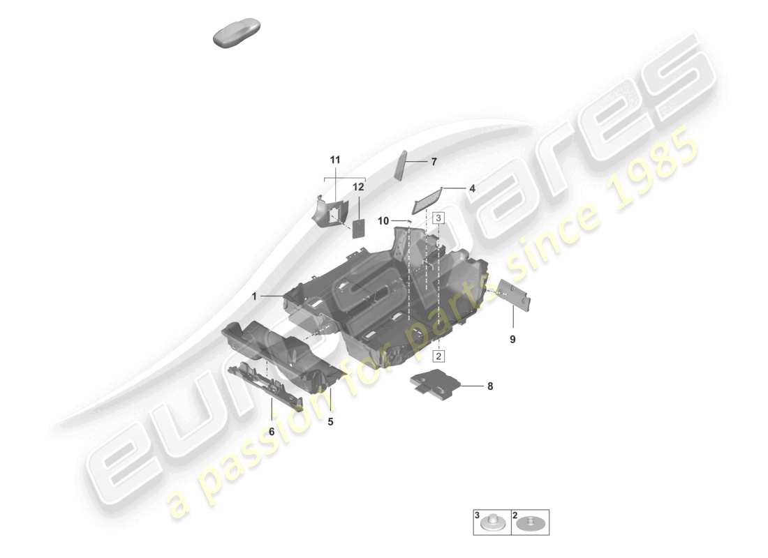 porsche 2024 (992-1) schema delle parti dei rivestimenti per pavimenti (moquette)