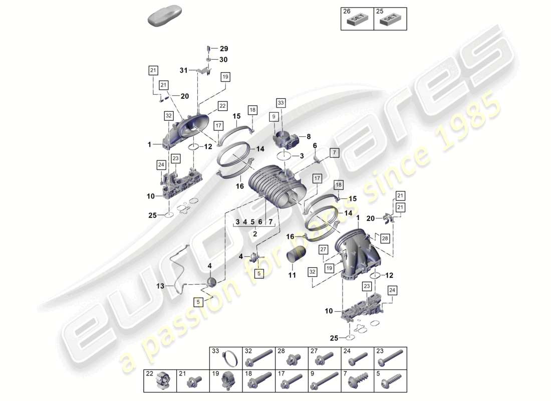 porsche 2021 (718 cayman gt4) distributore aria di aspirazione valvola a farfalla diagramma delle parti