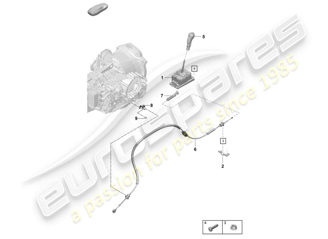 porsche 2021 (718 cayman gt4) leva selettrice - pdk - schema componenti