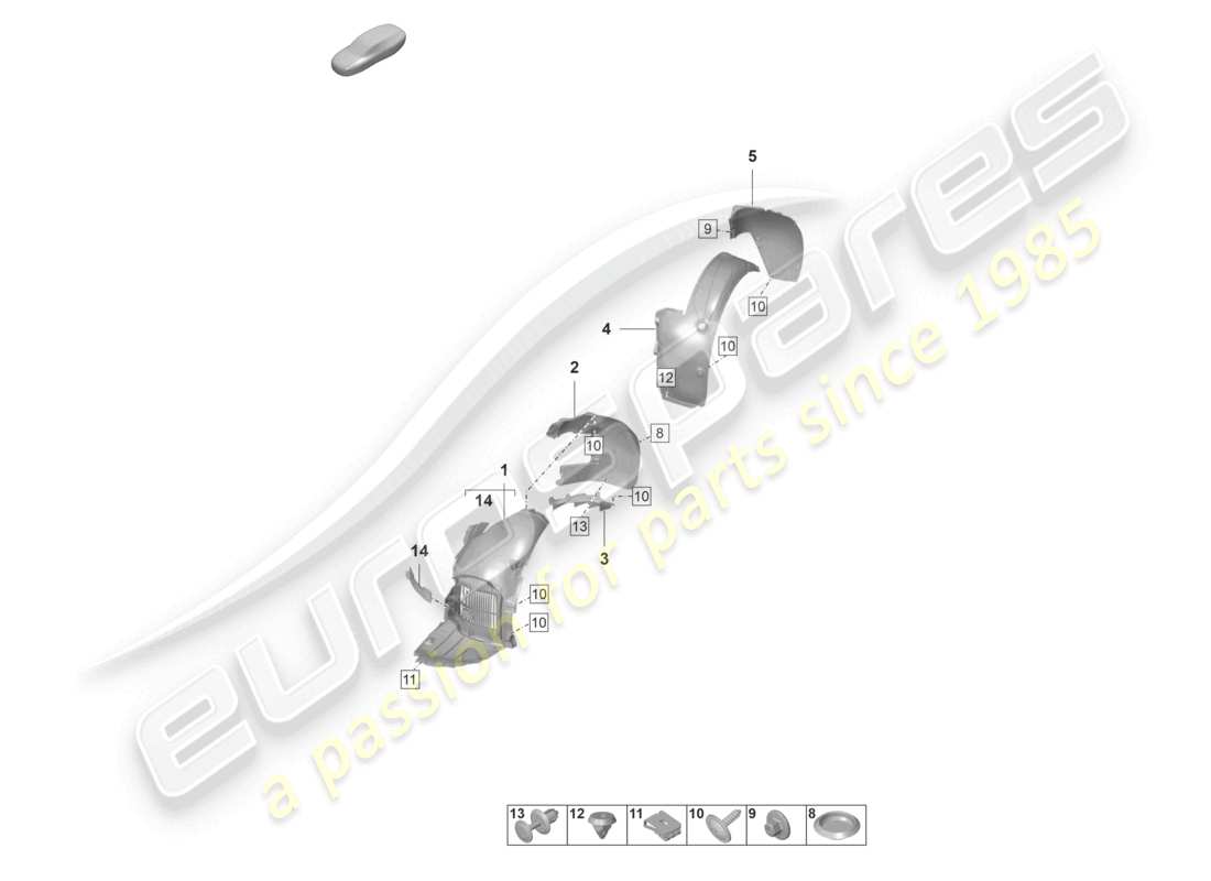 porsche 2022 (992-1 gt3/rs/st) rivestimento del passaruota schema delle parti