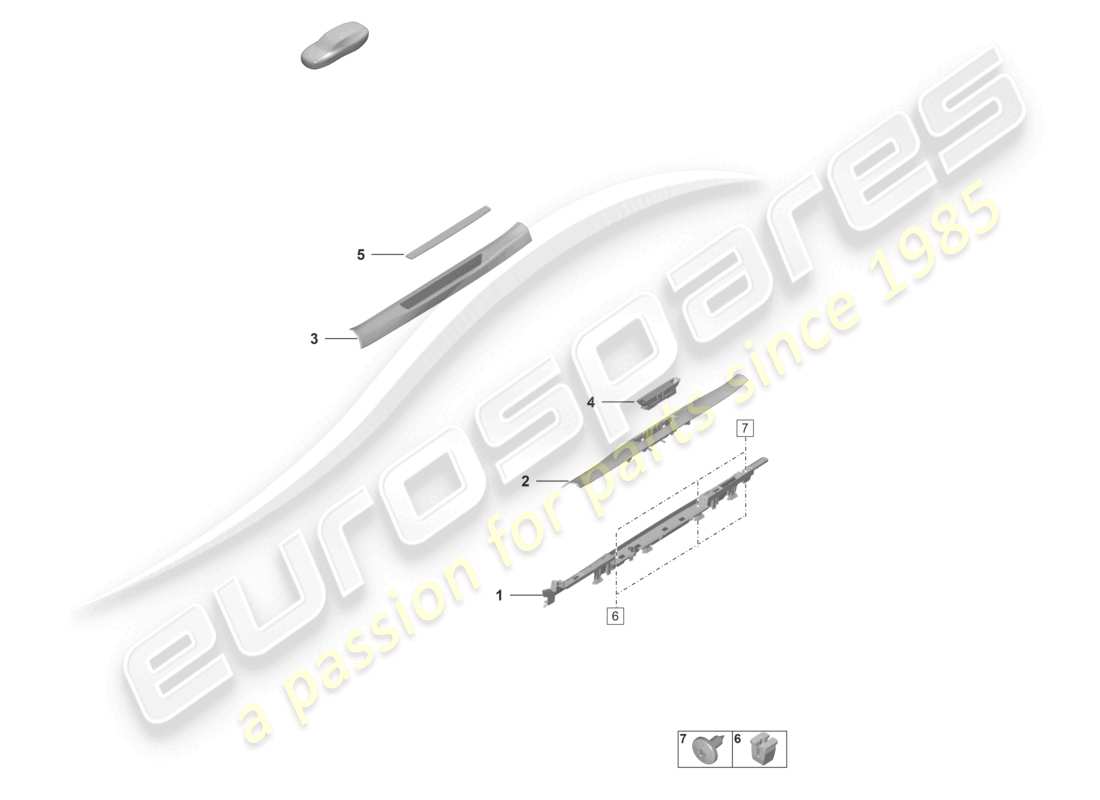 porsche 2021 (992-1 gt3/rs/st) rivestimento interno del longherone diagramma delle parti