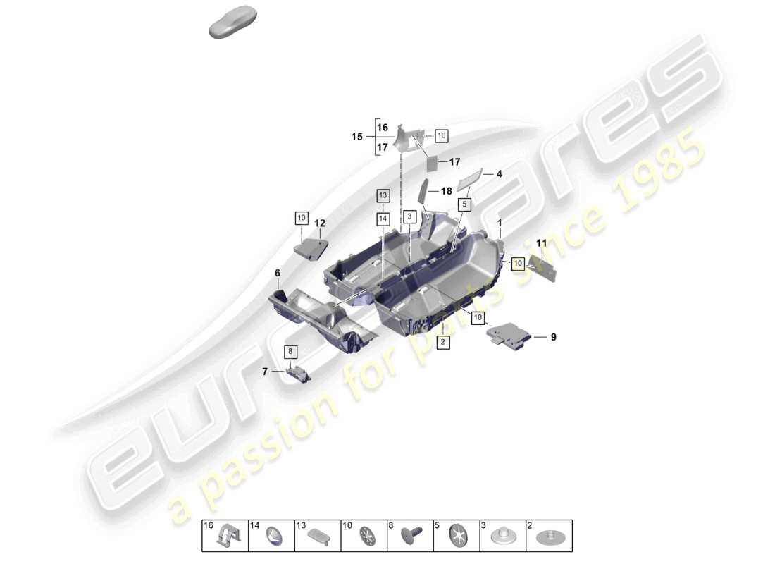 porsche 2024 (992-2) schema delle parti dei rivestimenti per pavimenti (moquette)