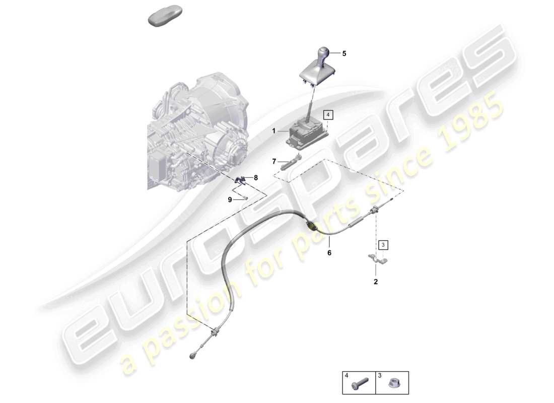 porsche 2021 (718 cayman gt4) leva selettrice - pdk - schema componenti