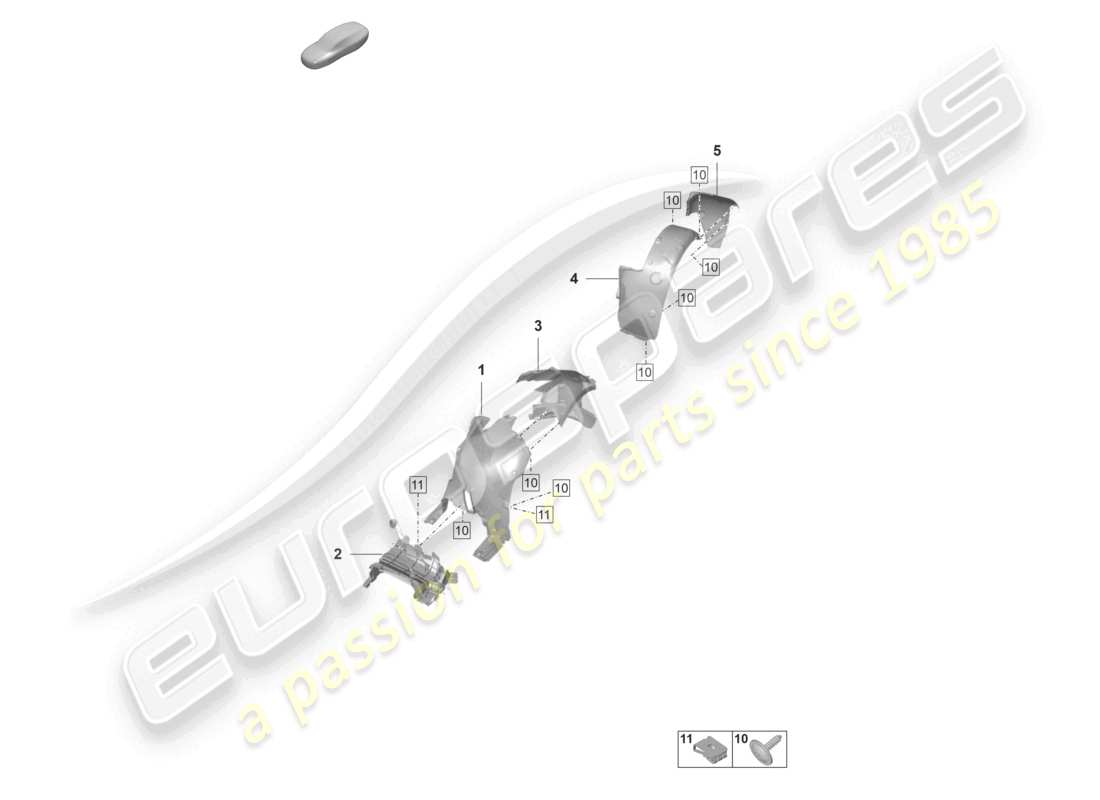 porsche 2022 (992-1 gt3/rs/st) rivestimento del passaruota schema delle parti