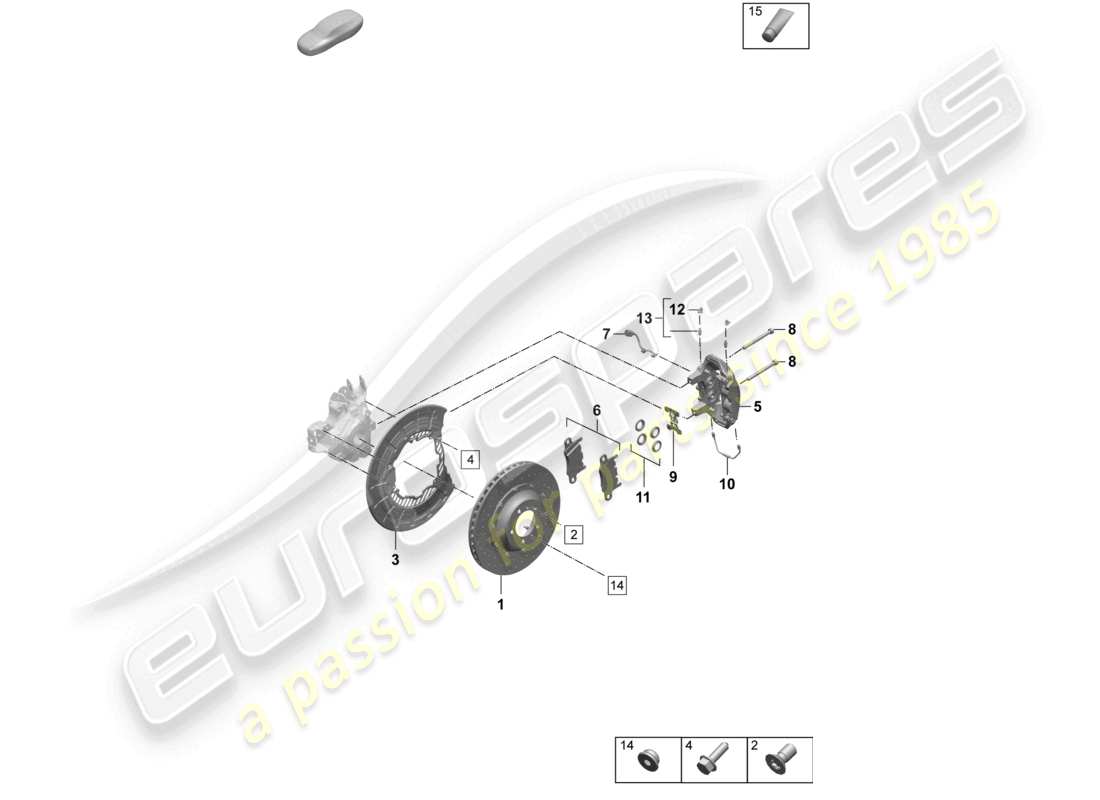 porsche 2026 (taycan 9j1-2) freno a disco 19 asse posteriore neodyme diagramma delle parti
