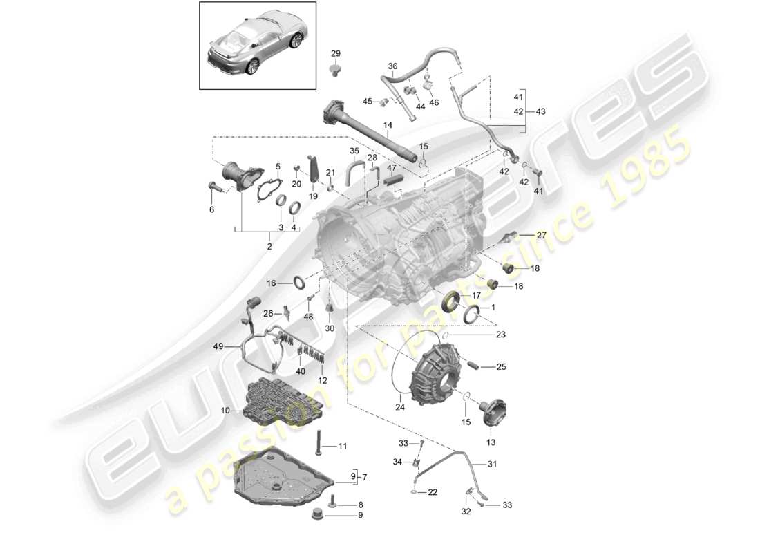 porsche 2021 (991-2 r/gt3/rs) - pdk - schema dei componenti del cambio