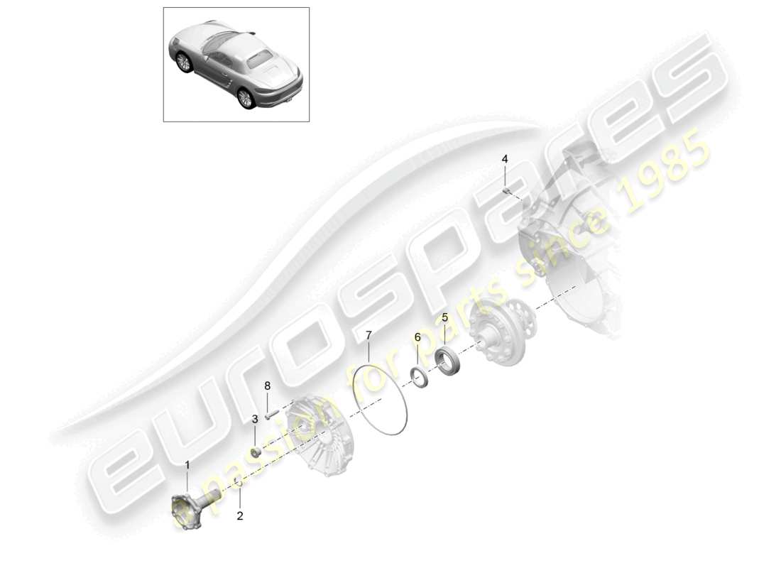 porsche 2023 (718 boxster) cambio manuale parti individuali differenziale autobloccante flangia di trasmissione diagramma delle parti