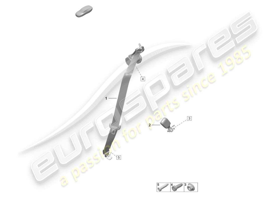 porsche 2025 (992-2 turbo / s) cintura di sicurezza a tre punti posteriore chiusura della cintura diagramma delle parti