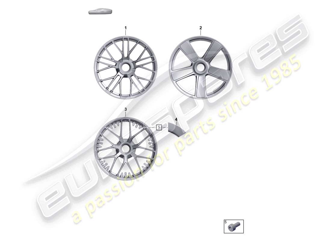 porsche 2026 (992-2) cerchio in lega con bloccaggio centralizzato schema dei componenti