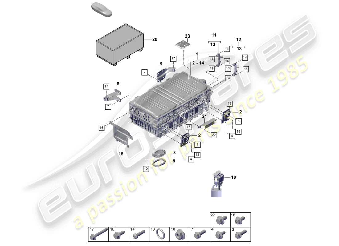 porsche 2024 (cayenne e3 pa) batteria ibrida diagramma delle parti