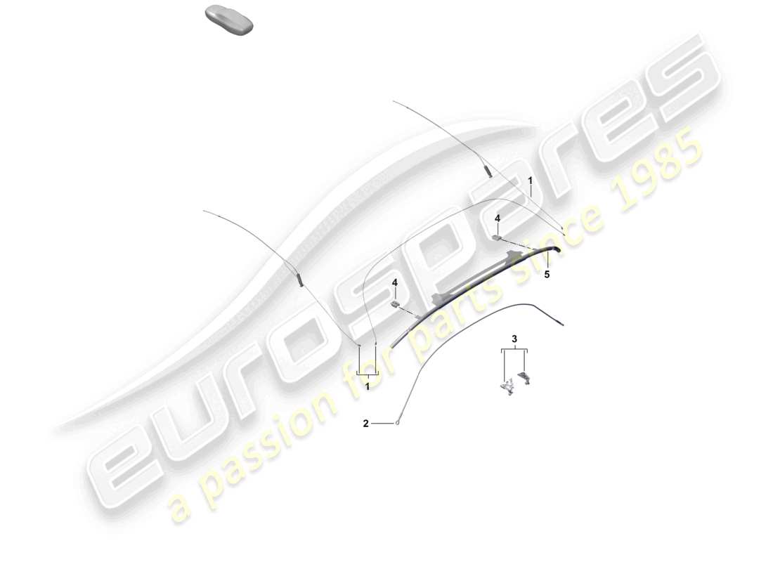 porsche 2026 (718 boxster spyder) schema delle parti del rinforzo angolare del filo di tensione della capote