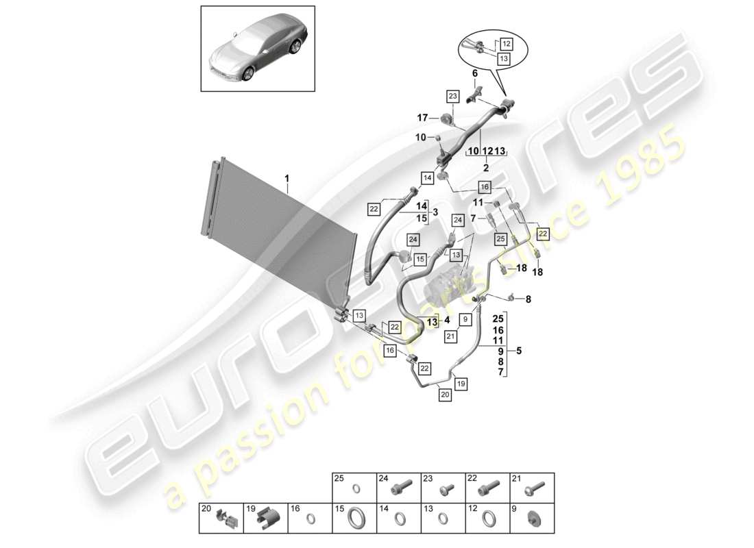 porsche 2021 (panamera 971-1) circuito refrigerante v6 diagramma delle parti mt