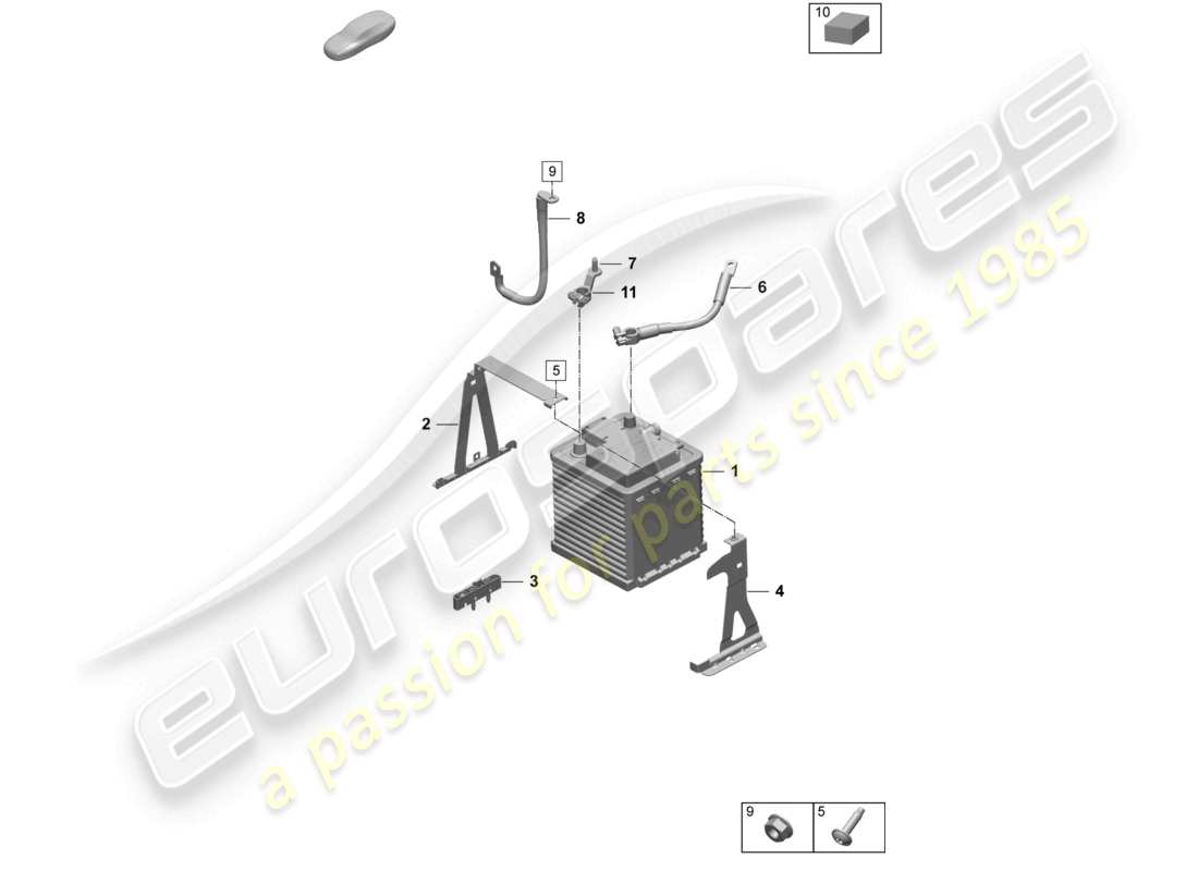 porsche 2025 (taycan 9j1-2) batteria al litio diagramma delle parti