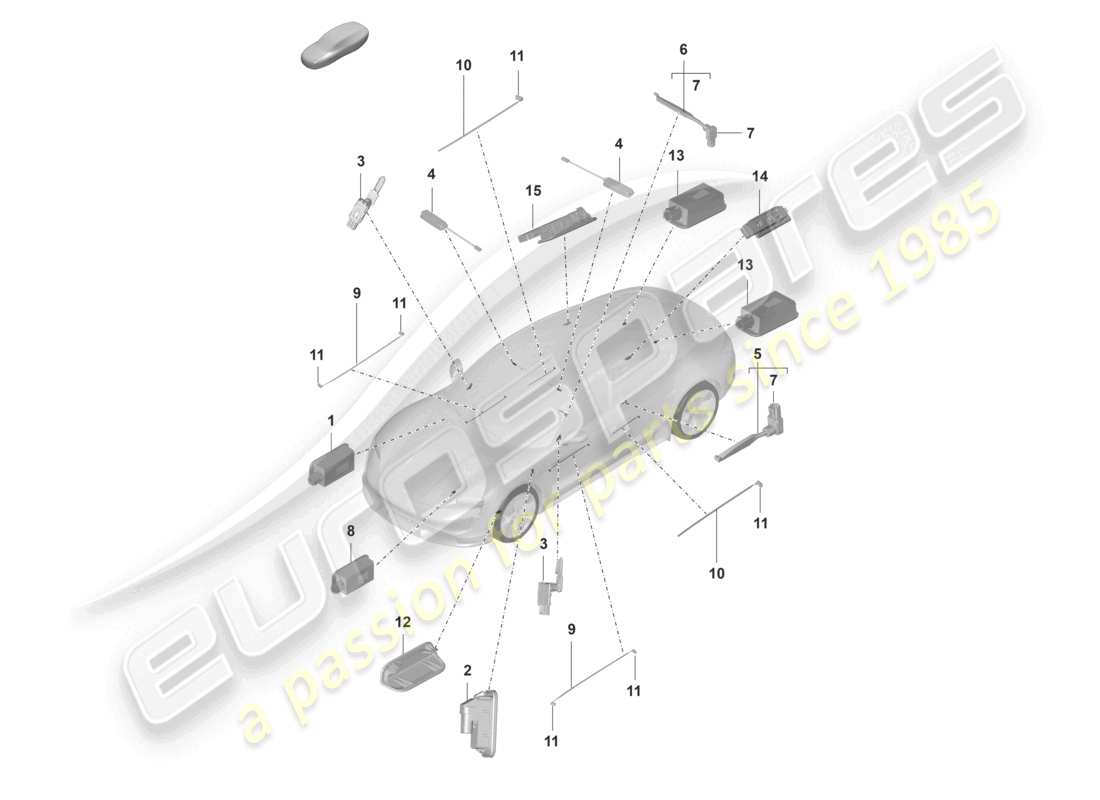 porsche 2023 (taycan 9j1-1) luce interiore diagramma delle parti