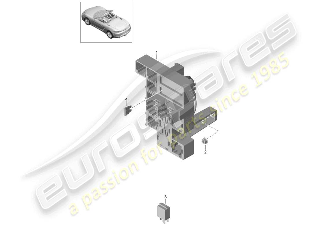 porsche 2021 (718 boxster) schema elettrico centrale del vano bagagli posteriore