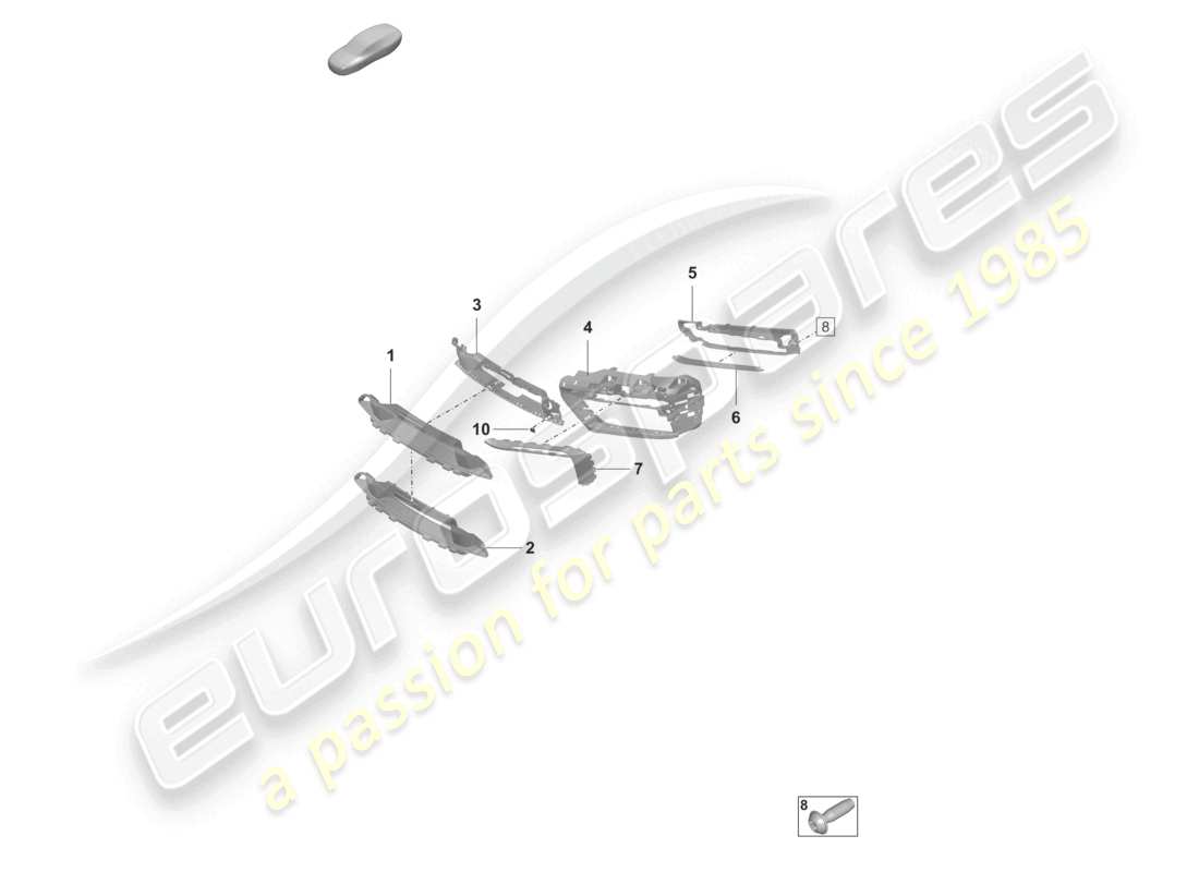 porsche 2024 (992-1) paraurti anteriore con guida dell'aria pacchetto sport design schema delle parti