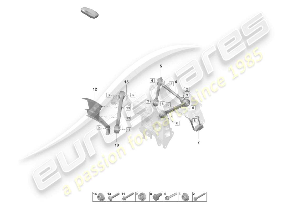 porsche 2023 (992-1 gt3/rs/st) forcella posteriore diagramma delle parti