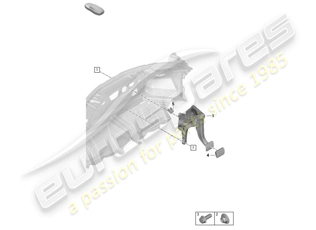 porsche 2024 (992-2) schema dei componenti del pedale del freno per cambio automatico 8-speed