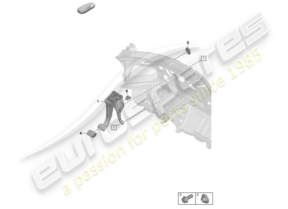 porsche 2024 (992-2) schema dei componenti del pedale del freno per cambio automatico 8-speed