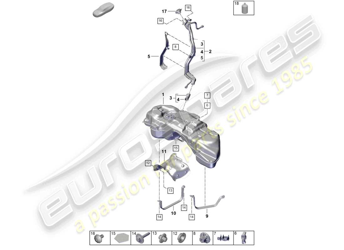 porsche 2026 (cayenne e3 pa) serbatoio carburante con attacchi d - mj 2025>> schema delle parti