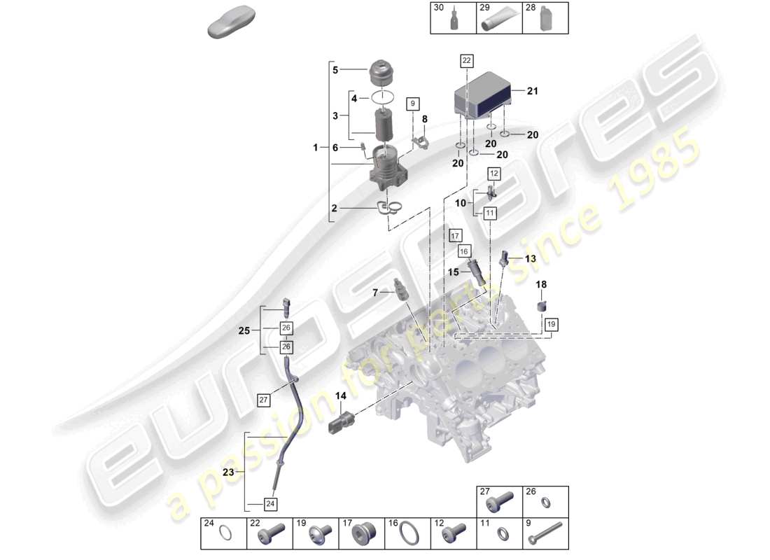 porsche 2026 (cayenne e3 pa) filtro dell'olio console radiatore dell'olio diagramma delle parti