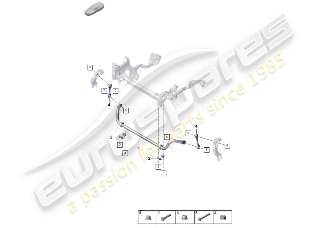 porsche 2026 (cayenne e3 pa) diagramma delle parti della barra antirollio