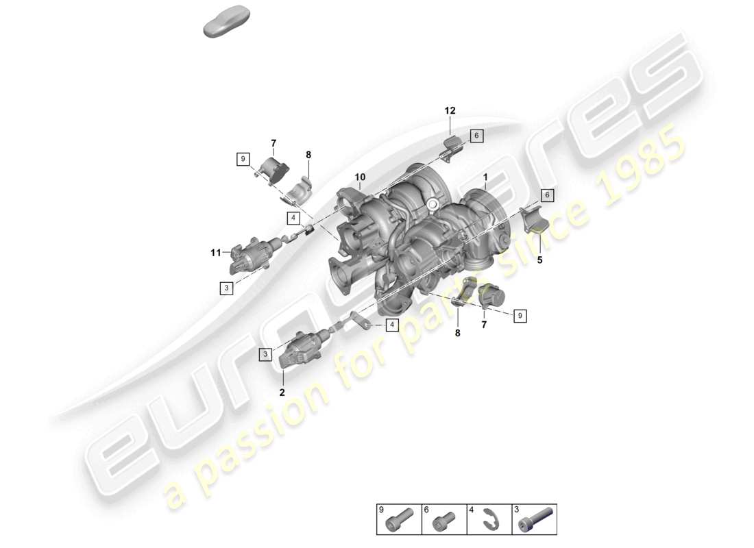 porsche 2025 (cayenne e3 pa) turbocompressore a gas di scarico parti singole diagramma delle parti