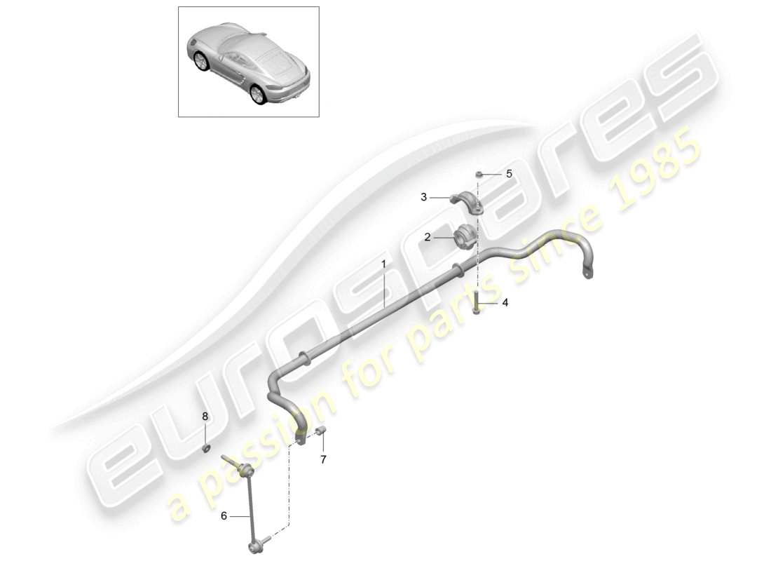 porsche 2023 (718 cayman) diagramma delle parti della barra antirollio