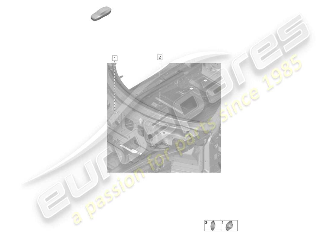 porsche 2026 (992-2 turbo / s) tappi per la parte anteriore della carrozzeria, diagramma delle parti del firewall della carrozzeria
