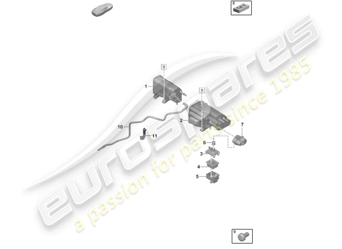 porsche 2026 (992-2) contenitore di carbone attivo schema delle parti
