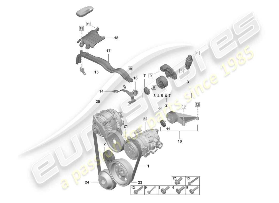 porsche 2024 (992-2) cinghia poly-v tenditore della cinghia diagramma delle parti