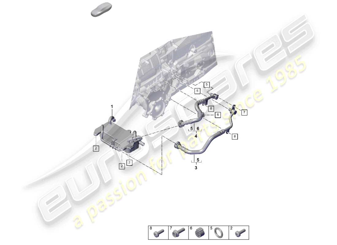 porsche 2025 (cayenne e3 pa) 8-speed cambio automatico per trazione integrale radiatore olio cambio tubo olio schema ricambi