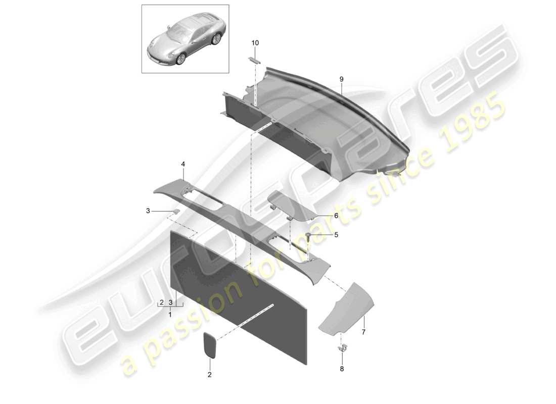 porsche 2024 (992-1) schema delle parti posteriori