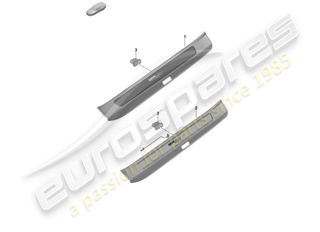 porsche 2024 (992-2 gt3/rs/st) striscia d'ingresso con scritta diagramma delle parti